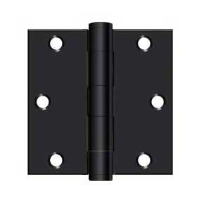 Deltana [S35HD1B] Steel Door Butt Hinge - Residential - Heavy Duty - Square Corner - Paint Black Finish - Pair - 3 1/2" H x 3 1/2" W