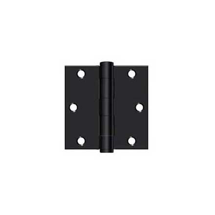 Deltana [S35HD1B] Steel Door Butt Hinge - Residential - Heavy Duty - Square Corner - Paint Black Finish - Pair - 3 1/2" H x 3 1/2" W