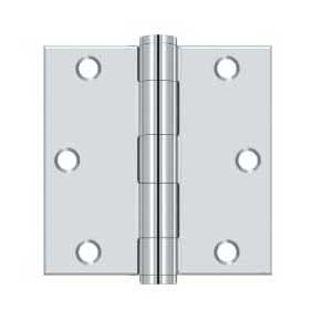 Deltana [S35HD26] Steel Door Butt Hinge - Residential - Heavy Duty - Square Corner - Polished Chrome Finish - Pair - 3 1/2" H x 3 1/2" W