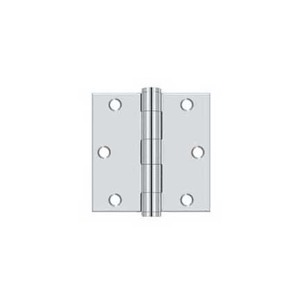 Deltana [S35HD26] Steel Door Butt Hinge - Residential - Heavy Duty - Square Corner - Polished Chrome Finish - Pair - 3 1/2&quot; H x 3 1/2&quot; W