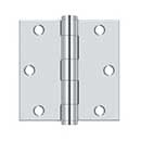 Deltana [S35HD26] Steel Door Butt Hinge - Residential - Heavy Duty - Square Corner - Polished Chrome Finish - Pair - 3 1/2" H x 3 1/2" W