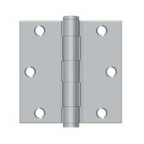 Deltana [S35HD26D] Steel Door Butt Hinge - Residential - Heavy Duty - Square Corner - Brushed Chrome Finish - Pair - 3 1/2" H x 3 1/2" W