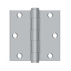 Deltana [S35HD26D] Steel Door Butt Hinge - Residential - Heavy Duty - Square Corner - Brushed Chrome Finish - Pair - 3 1/2&quot; H x 3 1/2&quot; W