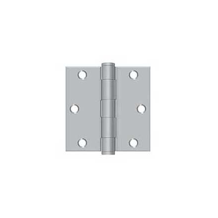 Deltana [S35HD26D] Steel Door Butt Hinge - Residential - Heavy Duty - Square Corner - Brushed Chrome Finish - Pair - 3 1/2&quot; H x 3 1/2&quot; W