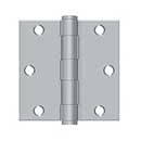 Deltana [S35HD26D] Steel Door Butt Hinge - Residential - Heavy Duty - Square Corner - Brushed Chrome Finish - Pair - 3 1/2" H x 3 1/2" W