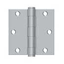 Deltana [S35HD26D] Steel Door Butt Hinge - Residential - Heavy Duty - Square Corner - Brushed Chrome Finish - Pair - 3 1/2&quot; H x 3 1/2&quot; W