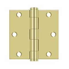 Deltana [S35HD3] Steel Door Butt Hinge - Residential - Heavy Duty - Square Corner - Polished Brass Finish - Pair - 3 1/2&quot; H x 3 1/2&quot; W