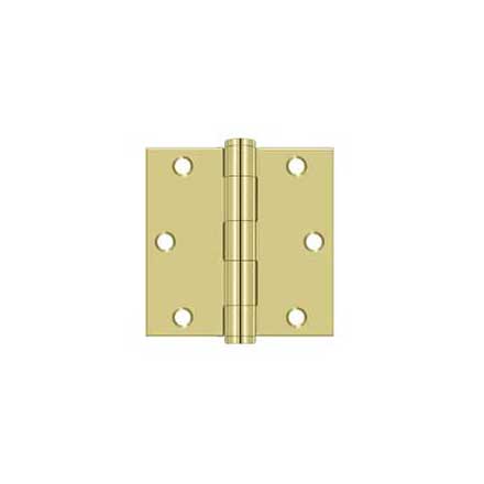Deltana [S35HD3] Steel Door Butt Hinge - Residential - Heavy Duty - Square Corner - Polished Brass Finish - Pair - 3 1/2" H x 3 1/2" W