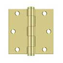 Deltana [S35HD3] Steel Door Butt Hinge - Residential - Heavy Duty - Square Corner - Polished Brass Finish - Pair - 3 1/2" H x 3 1/2" W