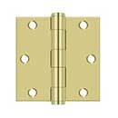 Deltana [S35HD3] Steel Door Butt Hinge - Residential - Heavy Duty - Square Corner - Polished Brass Finish - Pair - 3 1/2&quot; H x 3 1/2&quot; W