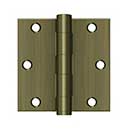 Deltana [S35HD5] Steel Door Butt Hinge - Residential - Heavy Duty - Square Corner - Antique Brass Finish - Pair - 3 1/2&quot; H x 3 1/2&quot; W