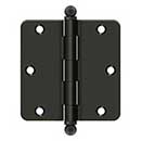 Deltana [S35R410B-BT] Steel Door Butt Hinge - Residential - 1/4&quot; Radius Corner - Ball Tip - Oil Rubbed Bronze Finish - Pair - 3 1/2&quot; H x 3 1/2&quot; W