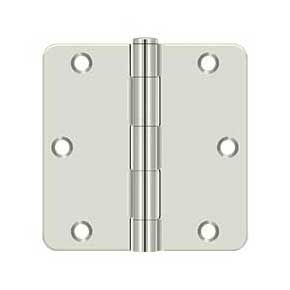 Deltana [S35R414] Steel Door Butt Hinge - Residential - 1/4" Radius Corner - Polished Nickel Finish - Pair - 3 1/2" H x 3 1/2" W