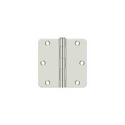 Deltana [S35R414] Steel Door Butt Hinge - Residential - 1/4&quot; Radius Corner - Polished Nickel Finish - Pair - 3 1/2&quot; H x 3 1/2&quot; W