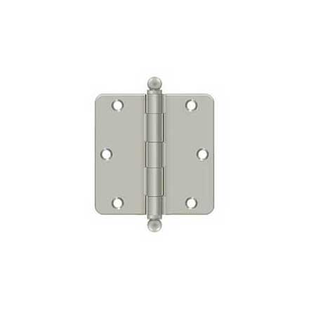 Deltana [S35R415-BT] Steel Door Butt Hinge - Residential - 1/4&quot; Radius Corner - Ball Tip - Brushed Nickel Finish - Pair - 3 1/2&quot; H x 3 1/2&quot; W