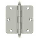 Deltana [S35R415-BT] Steel Door Butt Hinge - Residential - 1/4" Radius Corner - Ball Tip - Brushed Nickel Finish - Pair - 3 1/2" H x 3 1/2" W