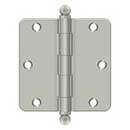 Deltana [S35R415-BT] Steel Door Butt Hinge - Residential - 1/4" Radius Corner - Ball Tip - Brushed Nickel Finish - Pair - 3 1/2" H x 3 1/2" W