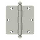 Deltana [S35R415-BT] Steel Door Butt Hinge - Residential - 1/4&quot; Radius Corner - Ball Tip - Brushed Nickel Finish - Pair - 3 1/2&quot; H x 3 1/2&quot; W