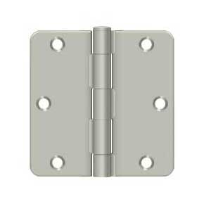 Deltana [S35R415] Steel Door Butt Hinge - Residential - 1/4" Radius Corner - Brushed Nickel Finish - Pair - 3 1/2" H x 3 1/2" W