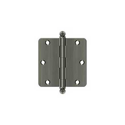 Deltana [S35R415A-BT] Steel Door Butt Hinge - Residential - 1/4&quot; Radius Corner - Ball Tip - Antique Nickel Finish - Pair - 3 1/2&quot; H x 3 1/2&quot; W