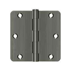 Deltana [S35R415A] Steel Door Butt Hinge - Residential - 1/4" Radius Corner - Antique Nickel Finish - Pair - 3 1/2" H x 3 1/2" W