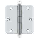 Deltana [S35R426-BT] Steel Door Butt Hinge - Residential - 1/4" Radius Corner - Ball Tip - Polished Chrome Finish - Pair - 3 1/2" H x 3 1/2" W