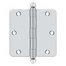 Deltana [S35R426-BT] Steel Door Butt Hinge - Residential - 1/4&quot; Radius Corner - Ball Tip - Polished Chrome Finish - Pair - 3 1/2&quot; H x 3 1/2&quot; W