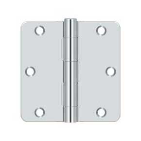 Deltana [S35R426] Steel Door Butt Hinge - Residential - 1/4" Radius Corner - Polished Chrome Finish - Pair - 3 1/2" H x 3 1/2" W