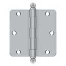 Deltana [S35R426D-BT] Steel Door Butt Hinge - Residential - 1/4" Radius Corner - Ball Tip - Brushed Chrome Finish - Pair - 3 1/2" H x 3 1/2" W