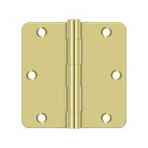 Deltana [S35R43] Steel Door Butt Hinge - Residential - 1/4" Radius Corner - Polished Brass Finish - Pair - 3 1/2" H x 3 1/2" W