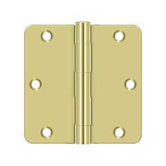 Deltana [S35R43] Steel Door Butt Hinge - Residential - 1/4&quot; Radius Corner - Polished Brass Finish - Pair - 3 1/2&quot; H x 3 1/2&quot; W
