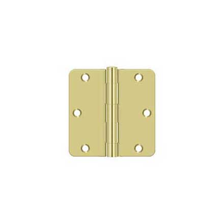 Deltana [S35R43] Steel Door Butt Hinge - Residential - 1/4&quot; Radius Corner - Polished Brass Finish - Pair - 3 1/2&quot; H x 3 1/2&quot; W
