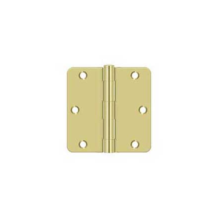 Deltana [S35R43] Steel Door Butt Hinge - Residential - 1/4&quot; Radius Corner - Polished Brass Finish - Pair - 3 1/2&quot; H x 3 1/2&quot; W