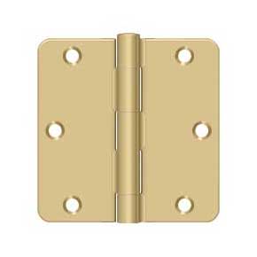 Deltana [S35R44] Steel Door Butt Hinge - Residential - 1/4" Radius Corner - Brushed Brass Finish - Pair - 3 1/2" H x 3 1/2" W