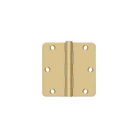 Deltana [S35R44] Steel Door Butt Hinge - Residential - 1/4&quot; Radius Corner - Brushed Brass Finish - Pair - 3 1/2&quot; H x 3 1/2&quot; W