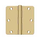 Deltana [S35R44] Steel Door Butt Hinge - Residential - 1/4&quot; Radius Corner - Brushed Brass Finish - Pair - 3 1/2&quot; H x 3 1/2&quot; W