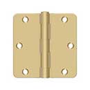 Deltana [S35R44] Steel Door Butt Hinge - Residential - 1/4&quot; Radius Corner - Brushed Brass Finish - Pair - 3 1/2&quot; H x 3 1/2&quot; W