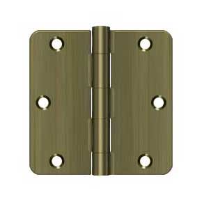 Deltana [S35R45] Steel Door Butt Hinge - Residential - 1/4" Radius Corner - Antique Brass Finish - Pair - 3 1/2" H x 3 1/2" W