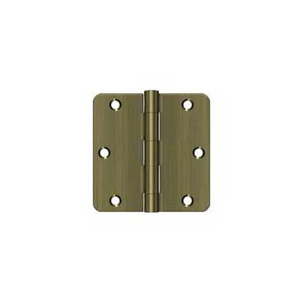 Deltana [S35R45] Steel Door Butt Hinge - Residential - 1/4&quot; Radius Corner - Antique Brass Finish - Pair - 3 1/2&quot; H x 3 1/2&quot; W