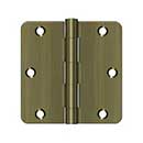 Deltana [S35R45] Steel Door Butt Hinge - Residential - 1/4&quot; Radius Corner - Antique Brass Finish - Pair - 3 1/2&quot; H x 3 1/2&quot; W