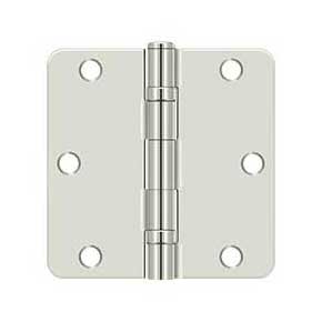Deltana [S35R4BB14] Steel Door Butt Hinge - Residential - 1/4" Radius Corner - Ball Bearing - Polished Nickel Finish - Pair - 3 1/2" H x 3 1/2" W