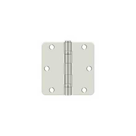 Deltana [S35R4BB14] Steel Door Butt Hinge - Residential - 1/4&quot; Radius Corner - Ball Bearing - Polished Nickel Finish - Pair - 3 1/2&quot; H x 3 1/2&quot; W