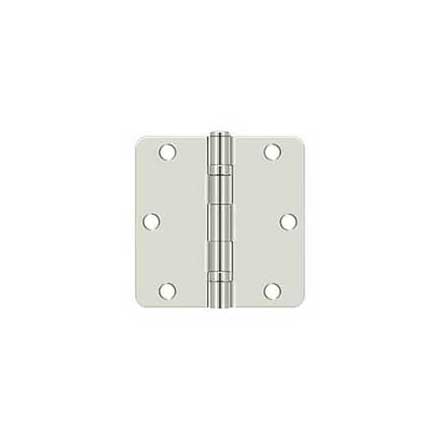 Deltana [S35R4BB14] Steel Door Butt Hinge - Residential - 1/4&quot; Radius Corner - Ball Bearing - Polished Nickel Finish - Pair - 3 1/2&quot; H x 3 1/2&quot; W