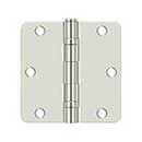 Deltana [S35R4BB14] Steel Door Butt Hinge - Residential - 1/4&quot; Radius Corner - Ball Bearing - Polished Nickel Finish - Pair - 3 1/2&quot; H x 3 1/2&quot; W