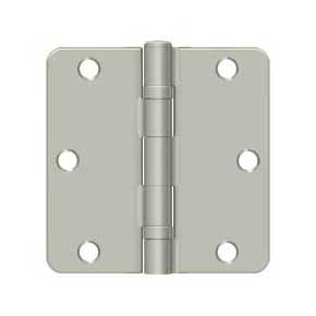 Deltana [S35R4BB15] Steel Door Butt Hinge - Residential - 1/4" Radius Corner - Ball Bearing - Brushed Nickel Finish - Pair - 3 1/2" H x 3 1/2" W