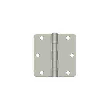 Deltana [S35R4BB15] Steel Door Butt Hinge - Residential - 1/4&quot; Radius Corner - Ball Bearing - Brushed Nickel Finish - Pair - 3 1/2&quot; H x 3 1/2&quot; W