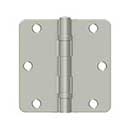 Deltana [S35R4BB15] Steel Door Butt Hinge - Residential - 1/4" Radius Corner - Ball Bearing - Brushed Nickel Finish - Pair - 3 1/2" H x 3 1/2" W