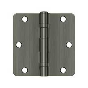 Deltana [S35R4BB15A] Steel Door Butt Hinge - Residential - 1/4" Radius Corner - Ball Bearing - Antique Nickel Finish - Pair - 3 1/2" H x 3 1/2" W