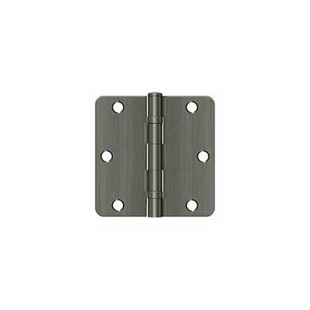 Deltana [S35R4BB15A] Steel Door Butt Hinge - Residential - 1/4&quot; Radius Corner - Ball Bearing - Antique Nickel Finish - Pair - 3 1/2&quot; H x 3 1/2&quot; W