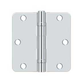 Deltana [S35R4BB26] Steel Door Butt Hinge - Residential - 1/4" Radius Corner - Ball Bearing - Polished Chrome Finish - Pair - 3 1/2" H x 3 1/2" W